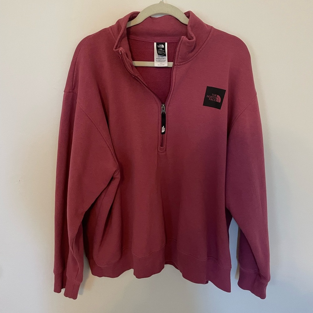 The North Face Women's Mauve Pink Boxy Quarter-Zip Sweatshirt - Picture 6 of 10